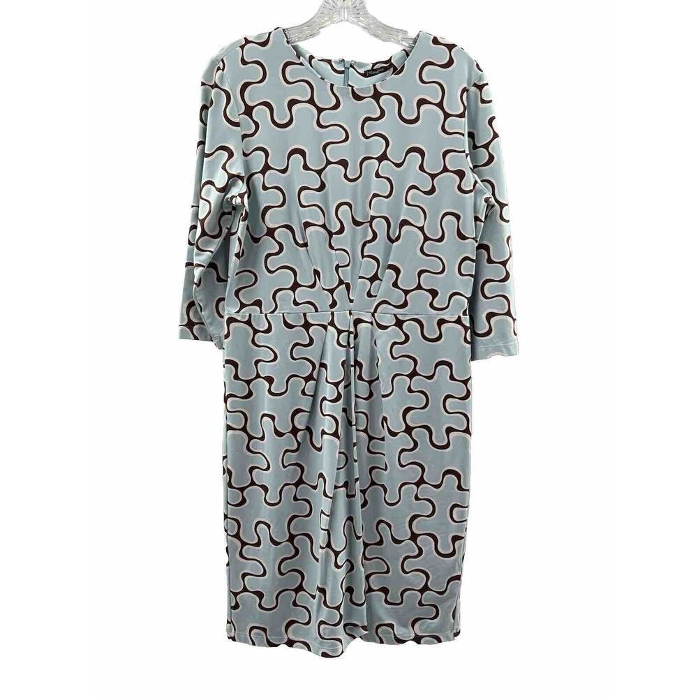 J. McLaughlin Women’s 3/4 Sleeve Catalina Cloth Mia Dress Jigsaw Print Size M